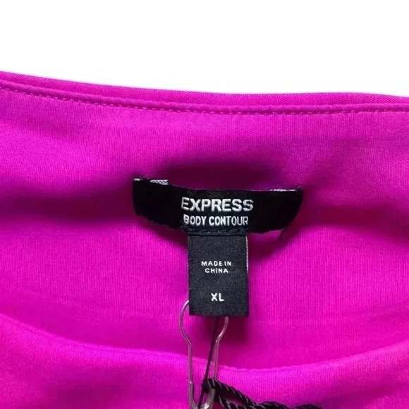 Express Body Contour Hot Pink Compression High Neck Cutout Cropped Tank XL NWT - Picture 3 of 9